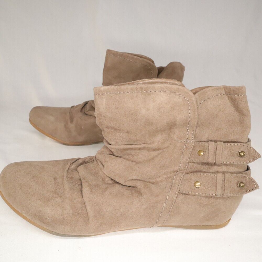 Call it Spring Womens 8.5 Booties Shoes Faux Tan Suede Slip on